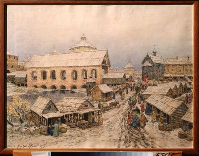 Moskva 17. století, Most vzkříšení - dílo Appolinariho Michajloviče Vasněcova (1856-1933), akvarel a uhel na papíře od Apollinari Mikhailovich Vasnetsov