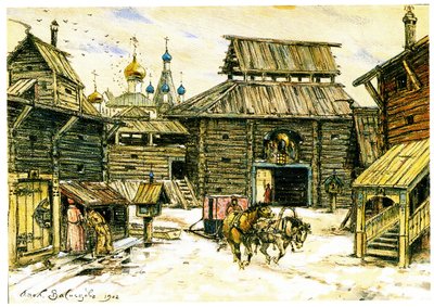 Stará Moskva. Dřevěné město, 1902 od Apollinari Mikhailovich Vasnetsov