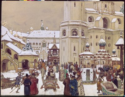 Umístěte Ivana Velikého v Kremlu, v 17. století. (Katedrální náměstí, Moskva). Dílo Appolinari Michajloviče Vasněcova (1856-1933), tužka a akvarel na papíře od Apollinari Mikhailovich Vasnetsov
