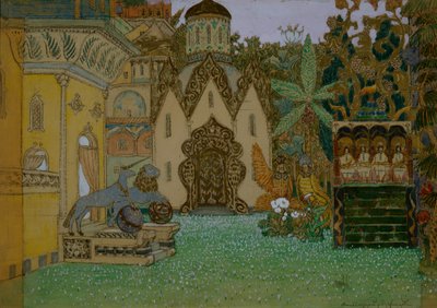 Scénický návrh k opeře Legenda o neviditelném městě Kitezh a panna Fevronia N. Rimského-Korsakova, 1907 od Apollinari Mikhailovich Vasnetsov