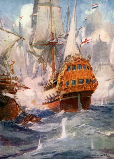Robert Blake a admirál Van Tromp od Archibald Bertram (after) Webb