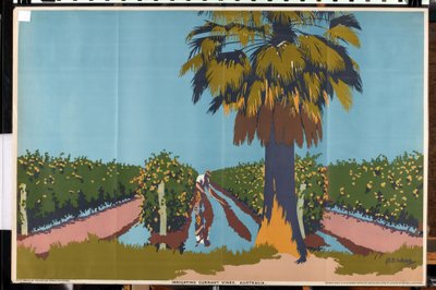 Zavlažování rybízové révy - Austrálie (barevné lito) od Archibald Bertram Webb