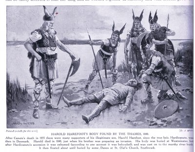 Tělo Harolda Harefootse nalezeno v Thames AD1040, 20. léta 20. století od Archibald Webb