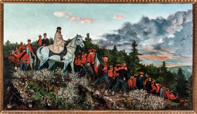 Bitva u Mentany se odehrála 3. listopadu 1867 (olej na plátně od Archimede Tranzi