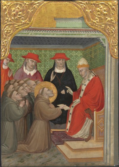 Svatý František před papežem od Aretino Luca Spinello or Spinelli