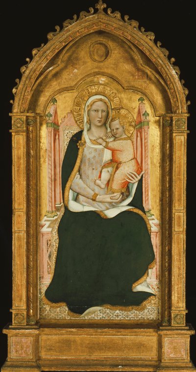 Madonna s dítětem na trůnu, od Aretino Luca Spinello or Spinelli
