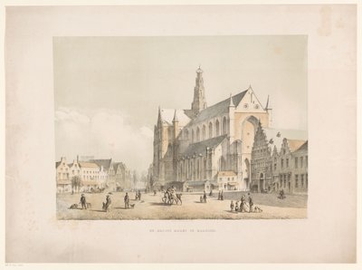 Pohled na kostel Sint-Bavo a náměstí Grote Markt v Haarlemu The Groote Markt v Haarlemu (název na objektu) od Arie Ketting de Koningh