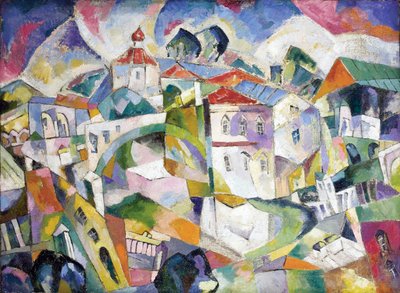 Kubistická krajina, cca 1910 (olej na plátně) od Aristarkh Vasilievic Lentulov