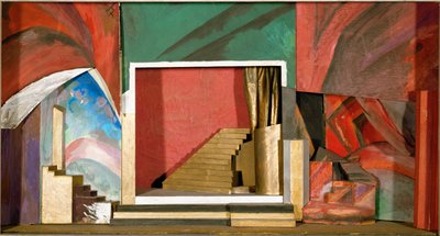 Dekorativní maketa k Rubinsteinově opeře Démon (dřevo, karton, textil, kvaš) od Aristarkh Vasilievic Lentulov