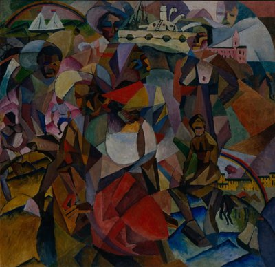 Studie symbolických podobností v portrétu Marianny Lentulové, 1912 od Aristarkh Vasilievic Lentulov
