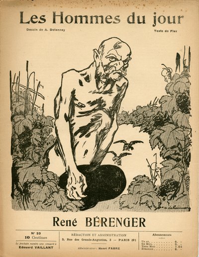Obálka “”Muži dne”, Satirický v B&W, ca. 1909: Cenzura - Berenger Rene (1830-1915) - Ilustrace Aristide Delannoy (1874-1911) od Aristide Delannoy