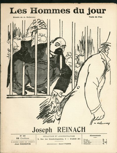 Obálka „“The Men of the Day””, cca 1905 - Ilustrace Aristide Delannoy (1874-1911): Antisemitismus, Stříbro - Reinach Joseph (1856-1921), Opice od Aristide Delannoy