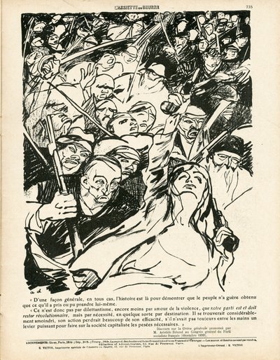 Máslový talíř, číslo 410, satirický, černobíle od Aristide Delannoy