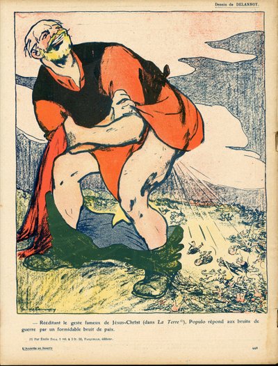 Máslový talíř, číslo 392, satirický v barvách od Aristide Delannoy