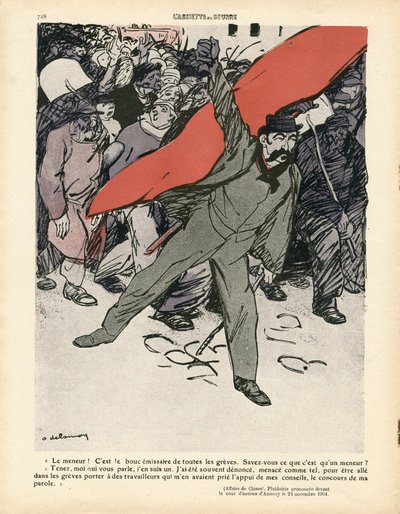 Máslový talíř, číslo 410, satirický v barvách od Aristide Delannoy