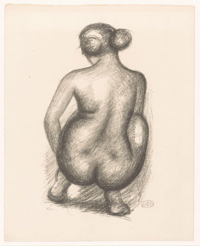 Dřepící nahá žena při pohledu zezadu Femme accroupie de dos (původní název) od Aristide Maillol (signed by artist)