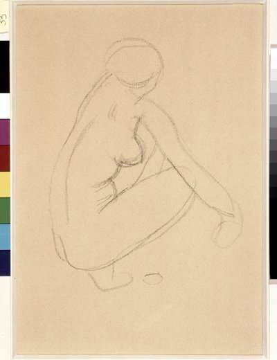 Nahý dřep. Kresba Aristida Maillola (1861-1944). Tužka na papíře. Rozměr: 32 x 23 cm. Musee Cantini, Marseille od Aristide Maillol