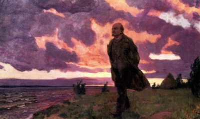 "Lenin a Razliv", obraz Arkady Aleksandrovič Rylov od Arkadij Aleksandrovic Rylov
