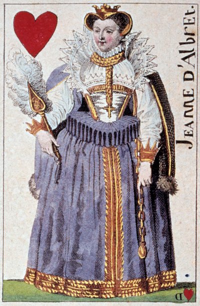 Zastoupení královny Johanky z Albretu (Johanka III. Navarrská) (1528-1572), matka Jindřicha IV. (1553-1610). Detail hrací karty od Gustava Houbiganta (1789-1862) 19. století Paris B.N. od Armand Gustave Houbigant