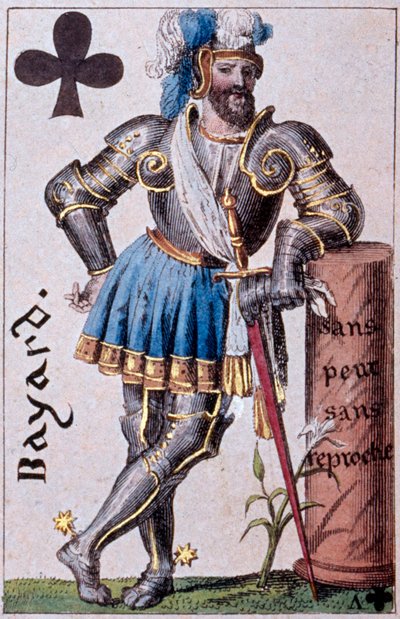 Zastoupení rytíře Pierra Terraila, lorda z Bayardu (1476-1524). Detail hrací karty od Gustava Houbiganta (1789-1862) 19. století Paris B.N. od Armand Gustave Houbigant