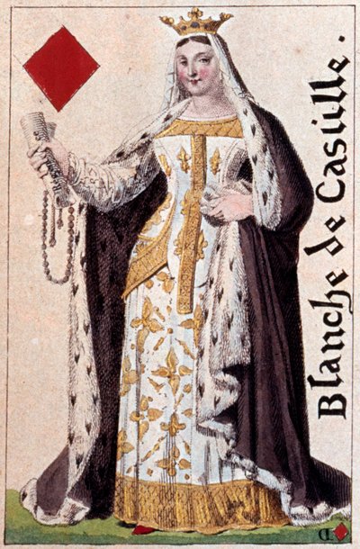Zastoupení Bílé královny Kastilie (1188-1252). Detail hrací karty od Gustava Houbiganta (1789-1862) 19. století Paris B.N. od Armand Gustave Houbigant