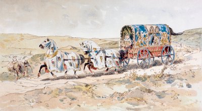 Dámský kočár tažený koňmi ze 13. století, 1886 od Armand Jean Heins