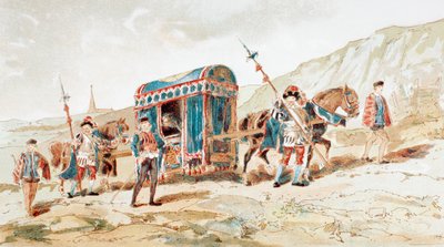 Podestýlka tažená koněm šlechticů ze 16. století od Armand Jean Heins