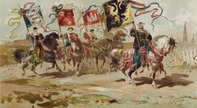 Jezdci nesoucí prapory Hanzy a některých jejích členských měst, Španělské Nizozemsko, 16. století od Armand Jean Heins