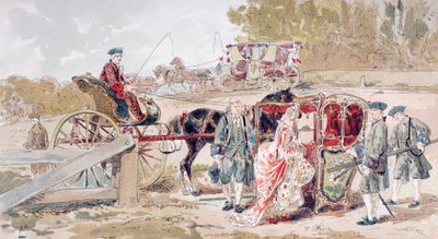 Bohatá dáma vchází do sedanského křesla od Armand Jean Heins