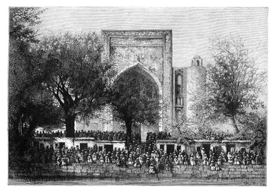 Shromáždění před mešitou v Buchara, Uzbekistán, 1895. od Armand Kohl
