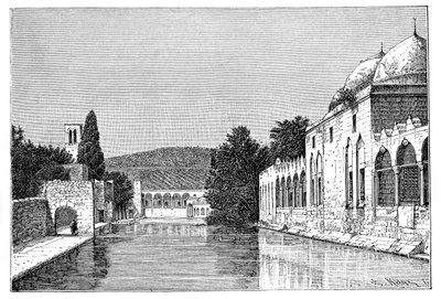 Mešita a fontána Abrahamova, Ofra At Tayyibah, Západní břeh, Izrael, 1895. od Armand Kohl