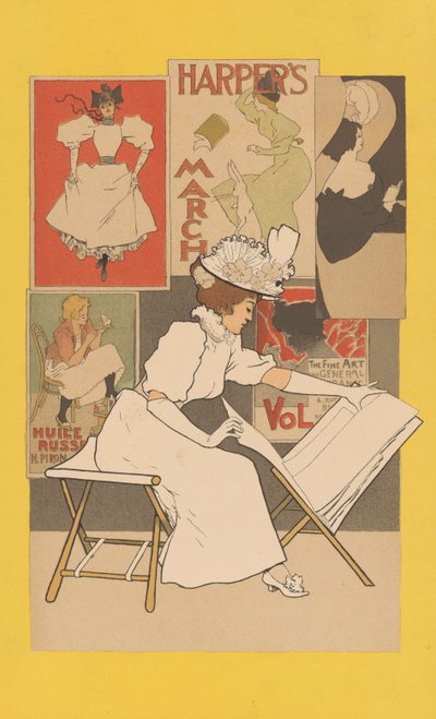 Sedící žena u stánku při pohledu na výtisky, 1897 od Armand Rassenfosse