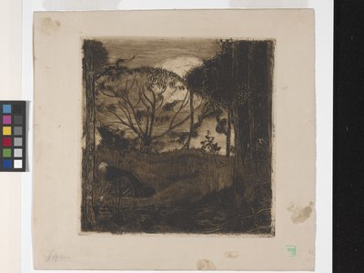Le Soir (Večer) nebo La Glaneuse (Sběrač) (lept, akvatinta, lavis a ruleta) od Armand Séguin