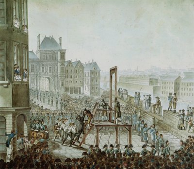 Poprava Georgese Cadoudala (1771-1804) a jeho kompliců, Place de Greve, 25. června 1804 (wc na papíře) od Armand de Polignac