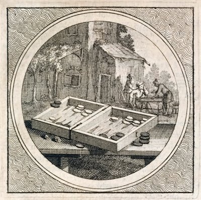 Backgammon set a hráči od Stichtelyke Zinnebeelde od Arnold Houbraken