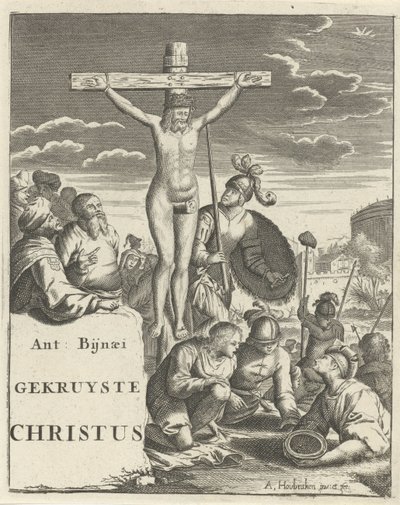 Kristus na kříži Titulní list pro: A. Bynaeus, Kristus ukřižovaný, 1725 od Arnold Houbraken