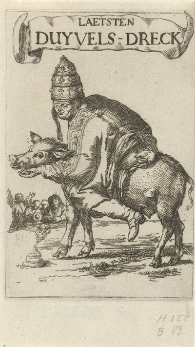 Pauza na prase Titulní list pro: J. Lydius, Laetsten duyvels-dreck, 1687 od Arnold Houbraken