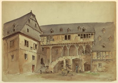 Kresba, Nádvoří středověkého panství, asi 1889 od Arnold William Brunner