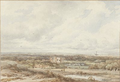 Pohled z dun na ruiny Brederode od Arnoldus Johannes Eymer