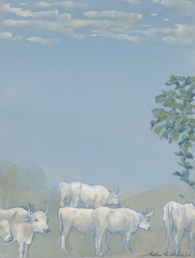 Krajina s krávami od Arthur Bowen Davies