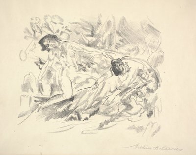 Dvě ženské postavy v krajině (tužka na papíře) od Arthur Bowen Davies