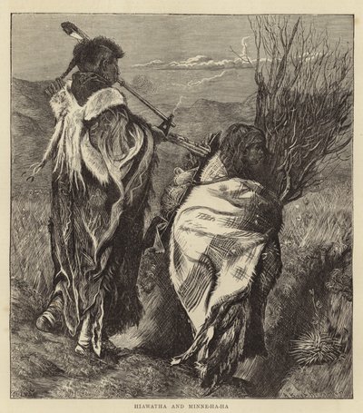 Hiawatha a Minne-Ha-Ha (rytina) od Arthur Boyd (after) Houghton