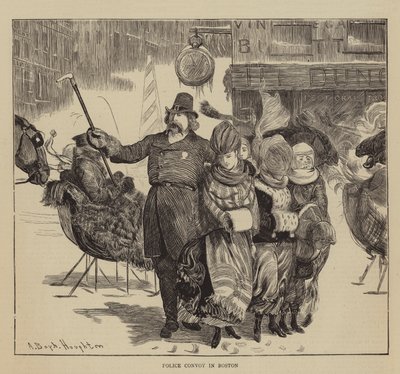 Grafická Amerika, Shakers, Policejní konvoj v Bostonu od Arthur Boyd Houghton