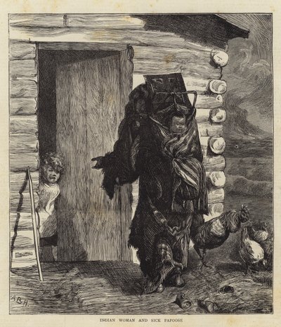 Indická žena a nemocný Papoose od Arthur Boyd Houghton