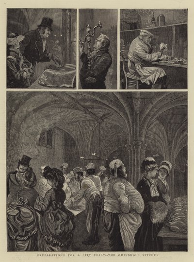 Přípravy na městskou hostinu, Guildhall Kitchen od Arthur Boyd Houghton