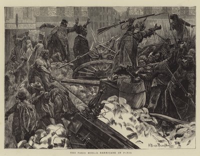 Pařížská mafie, barikáda v Paříži od Arthur Boyd Houghton