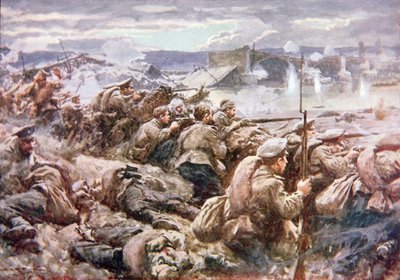 Hrdinská ruská zadní voj ve velkém polském ústupu (barva litho) od Arthur C. (after) Michael