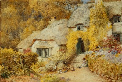 Chaty v Selworthy, Somerset od Arthur Claude Strachan