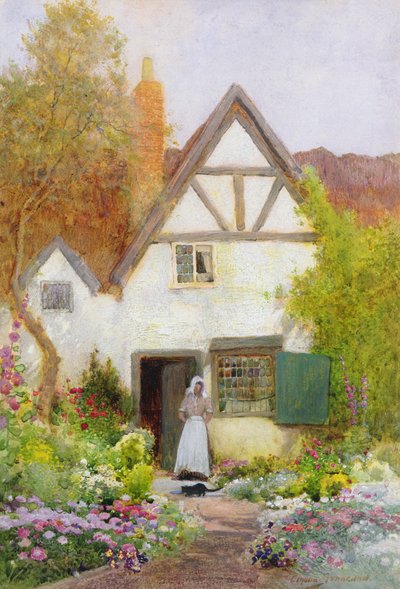 Krmení kočky (akvarel) od Arthur Claude Strachan