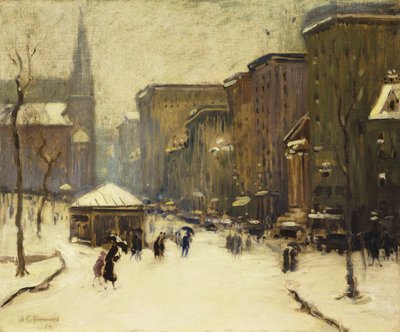Park Street Church ve sněhu od Arthur Clifton Goodwin